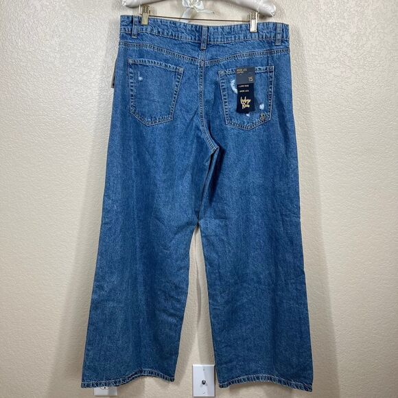 Indigo Rein Blue denim jeans low rise jeans size 15 baggy wide leg hippie retro - Picture 11 of 14